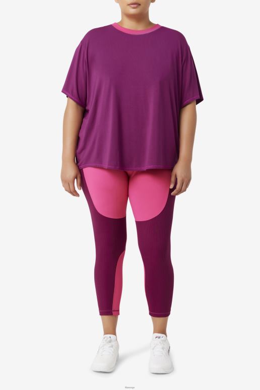 FILA kvinner fila fi-lux kortermet topp magenta lilla HHL841921 magenta lilla