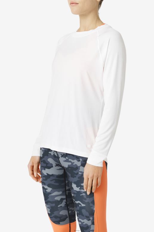 FILA kvinner fila fi-lux mesh rygg langermet crew hvit HHL841867 hvit