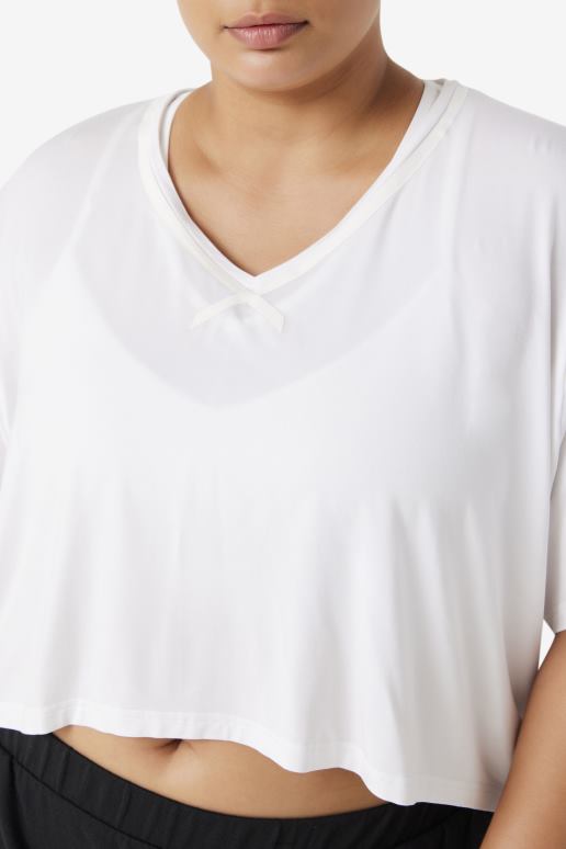 FILA kvinner fila hvit fi-lux hi-low crop topp HHL841918 hvit