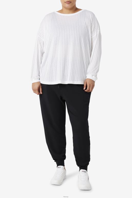 FILA kvinner fila hvit fi-lux mesh langermet topp HHL841888 hvit