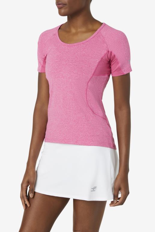 FILA kvinner fila pink glow heather pickleball kortermet topp HHL842026 rosa glød lyng