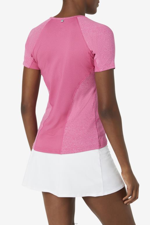 FILA kvinner fila pink glow heather pickleball kortermet topp HHL842026 rosa glød lyng