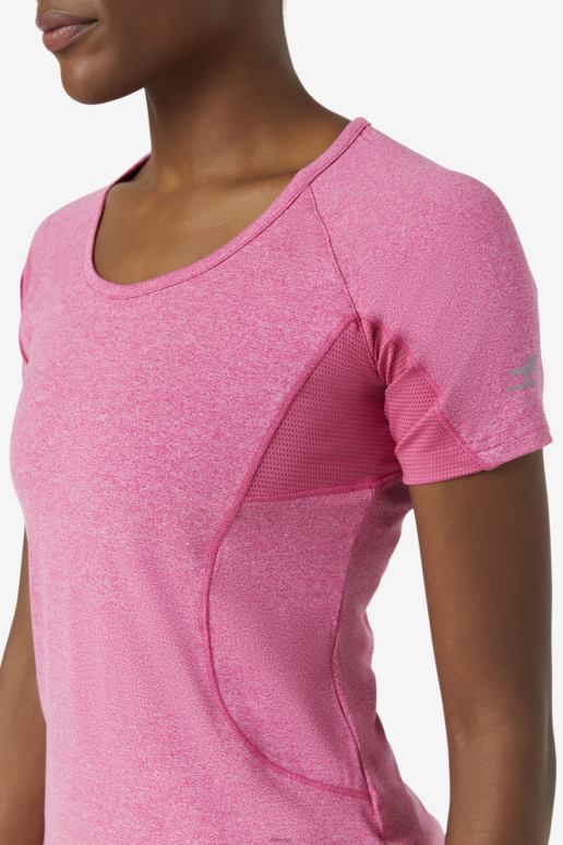 FILA kvinner fila pink glow heather pickleball kortermet topp HHL842026 rosa glød lyng