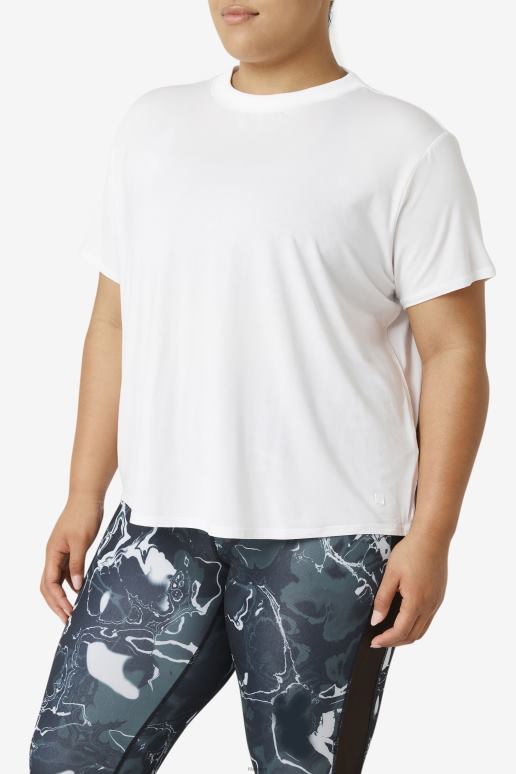 FILA kvinner hvit fi-lux kortermet topp fila HHL841920 hvit