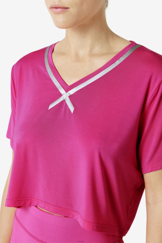 FILA kvinner lys rosa fi-lux high-low crop top fila HHL841860 lys rosa