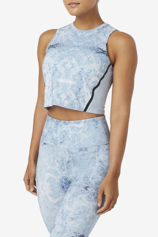 FILA kvinner uplift atletisk crop top blå tåke/svart fila HHL841925 blå tåke/svart