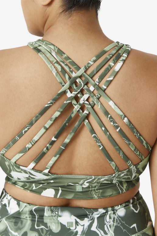 FILA kvinner basilikum marmor oppløftende høyhalset sports-bh fila HHL841842 basilikummarmor