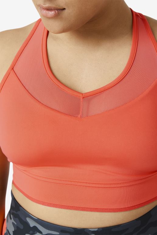 FILA kvinner fila uplift racerback bh topp hot coral HHL841849 varme koraller