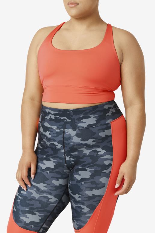 FILA kvinner hot coral uplift cross back bh topp fila HHL841830 varme koraller