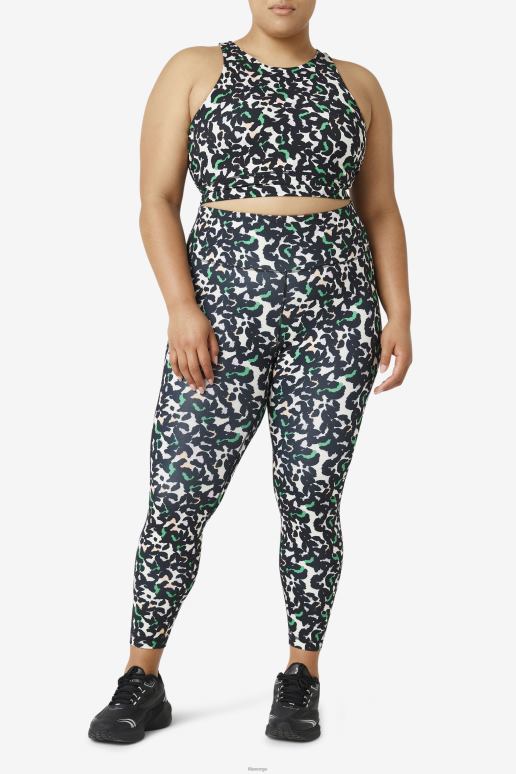 FILA kvinner svart dyreprint fila uplift sports-bh med høy hals HHL841845 svart dyretrykk