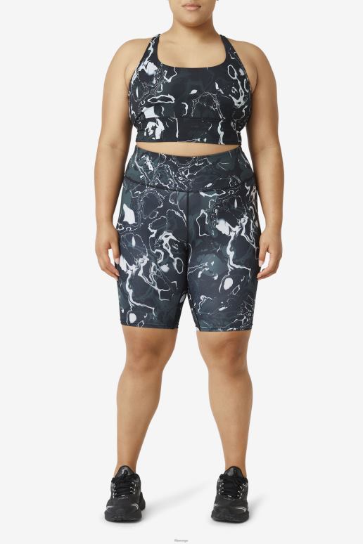 FILA kvinner uplift cross back bh topp fila svart marmor HHL841832 svart marmor