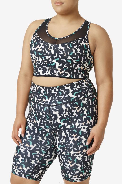 FILA kvinner uplift racerback bh topp svart dyreprint fila HHL841853 svart dyretrykk