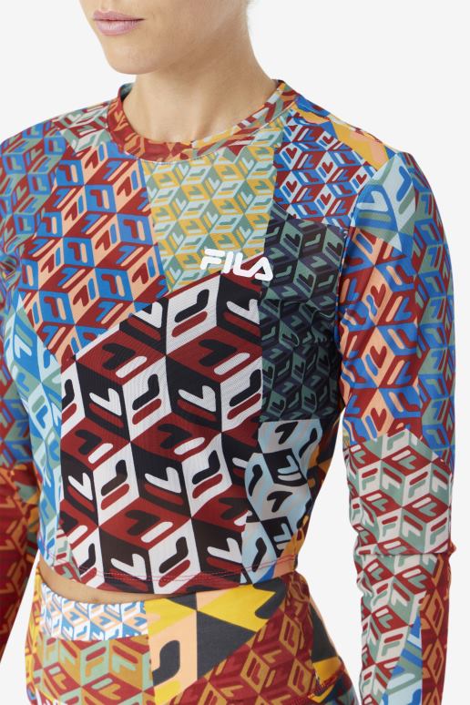 FILA kvinner birdy langermet topp hav/gul/hvit fila HHL841379 hav/gul/hvit