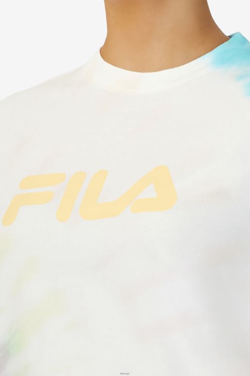 FILA kvinner dobbel krem ​​tie dye fila alivia tie dye t-skjorte HHL841401 dobbel kremfarge