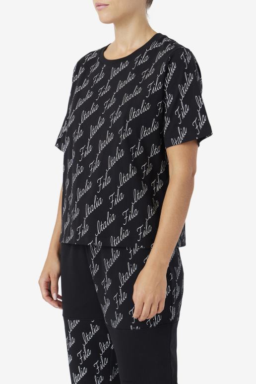 FILA kvinner fila elizabeth t-skjorte svart/gardenia HHL841459 svart/gardenia