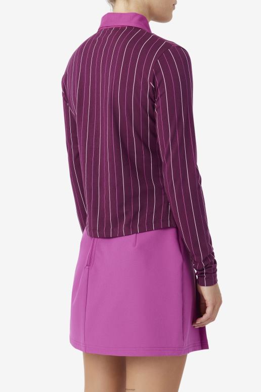 FILA kvinner fila jada langermet polo drue vin/rouge/potpurri HHL841387 druevin/rouge/potpurri