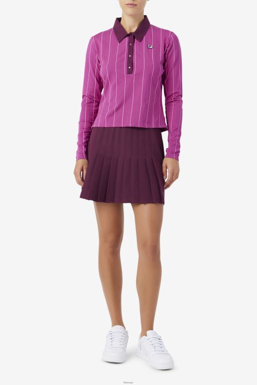 FILA kvinner fila rouge/potpurri/druevin jada langermet polo HHL841384 rouge/potpurri/druevin