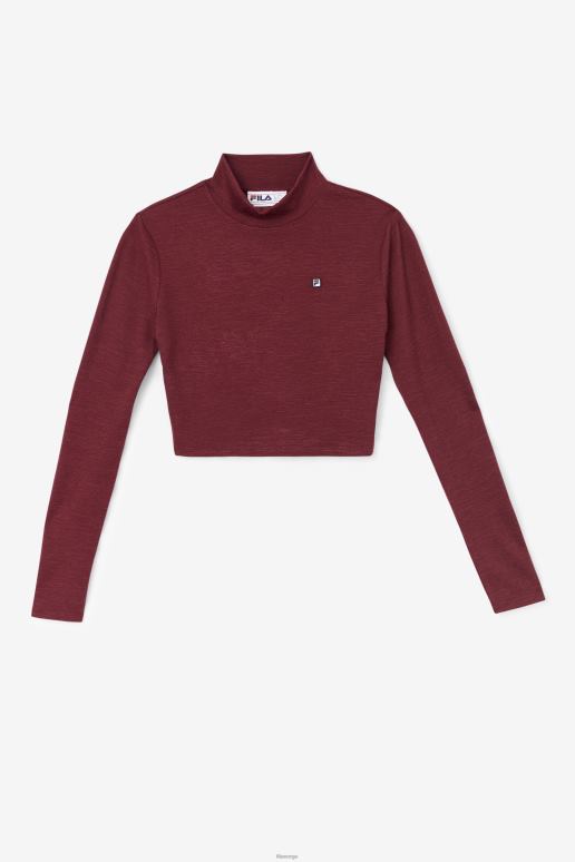 FILA kvinner fila tawny port luise turtleneck topp HHL841414 tawny port