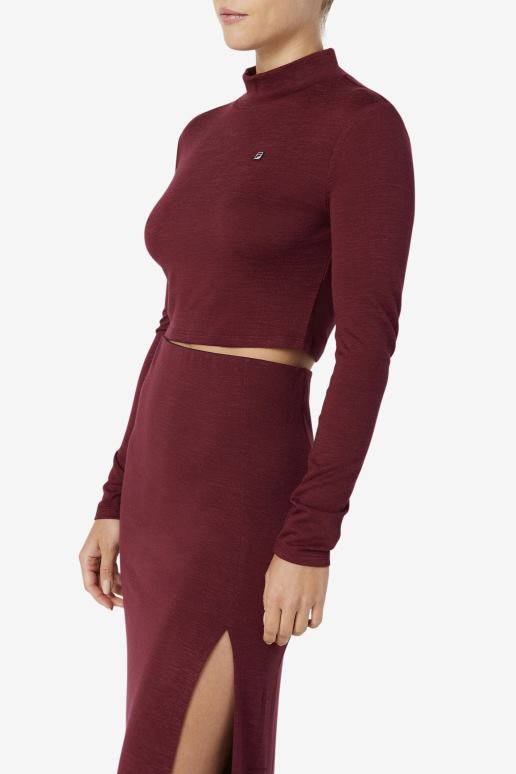 FILA kvinner fila tawny port luise turtleneck topp HHL841414 tawny port