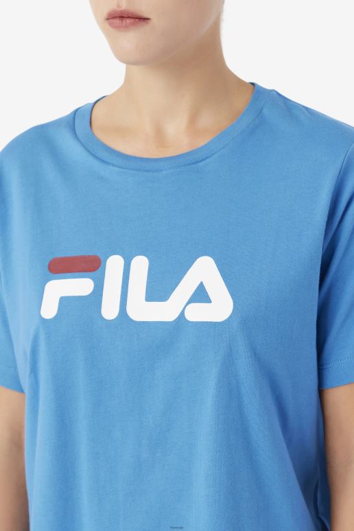 FILA kvinner fila thea tee vallarta blå/hvit/rabarbra HHL841453 vallarta blå/hvit/rabarbra