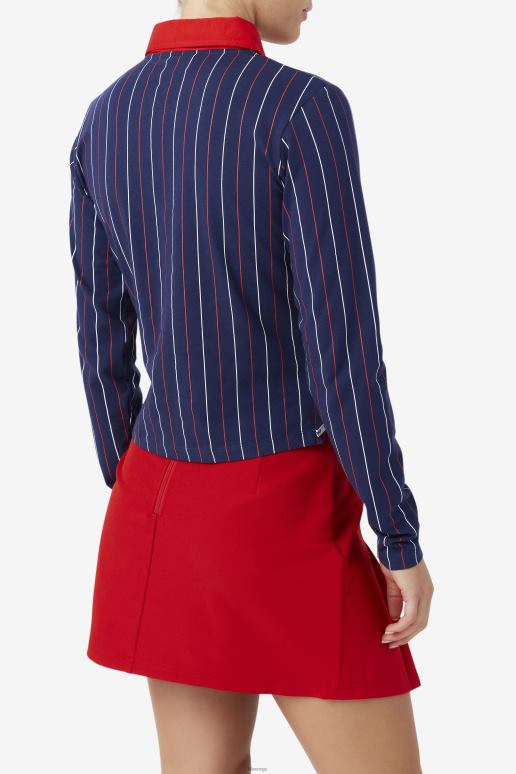 FILA kvinner jada langermet polo marine/rød/hvit fila HHL841385 marine/rød/hvit