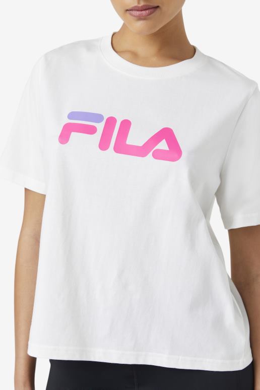FILA kvinner miss eagle tee hvit/rosa glød/lilla hebe fila HHL841409 hvit/rosa glød/lilla hebe