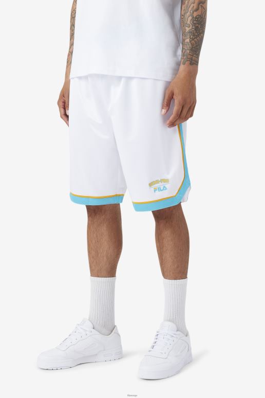 FILA menn fila hvit/blå/strålende gul semi-pro basketballshorts HHL84706 hvit/blå/strålegul
