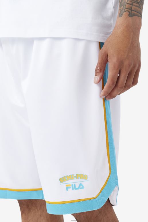 FILA menn fila hvit/blå/strålende gul semi-pro basketballshorts HHL84706 hvit/blå/strålegul