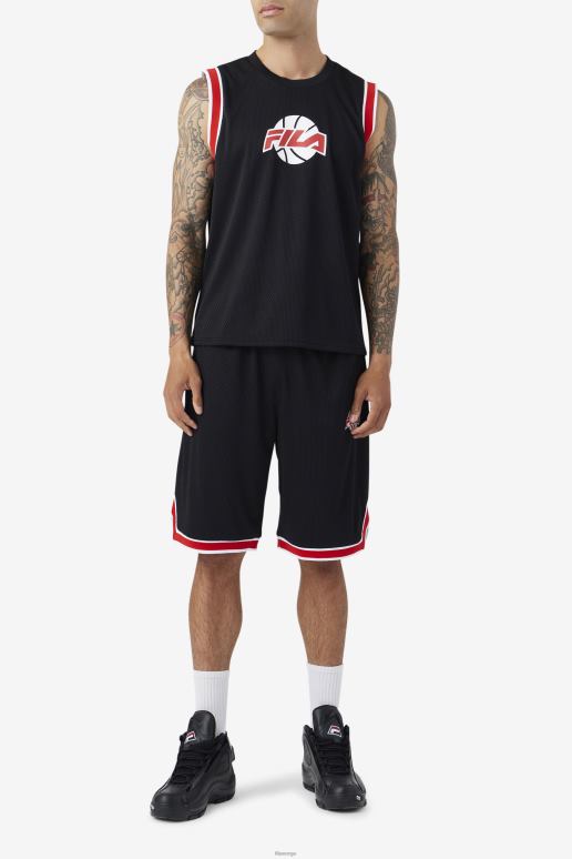FILA menn fila svart/rød/hvit ovi basketball short HHL84724 svart/rød/hvit