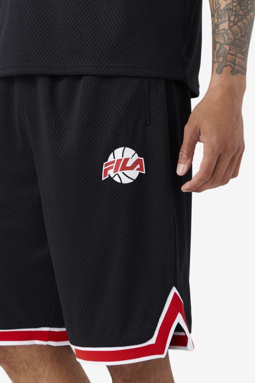 FILA menn fila svart/rød/hvit ovi basketball short HHL84724 svart/rød/hvit