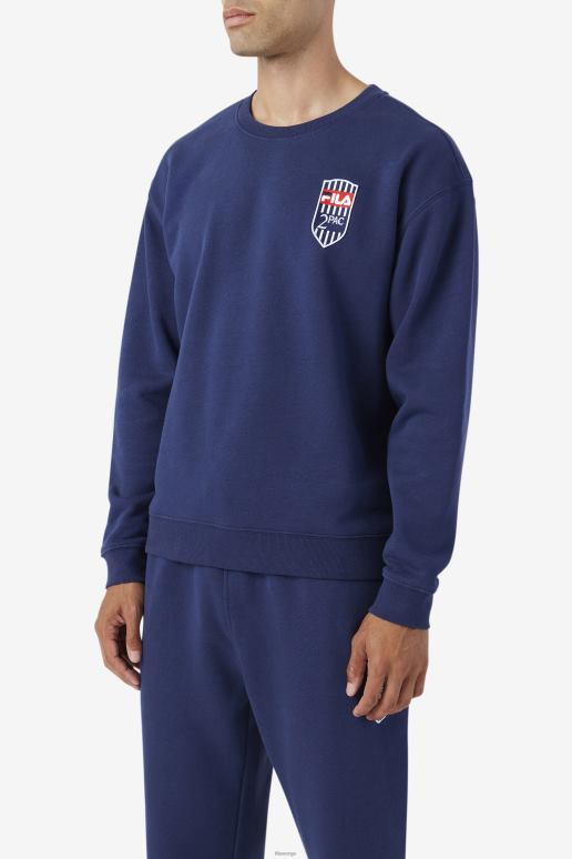 FILA menn 2pac fleece patch crew fila marine HHL84512 marinen