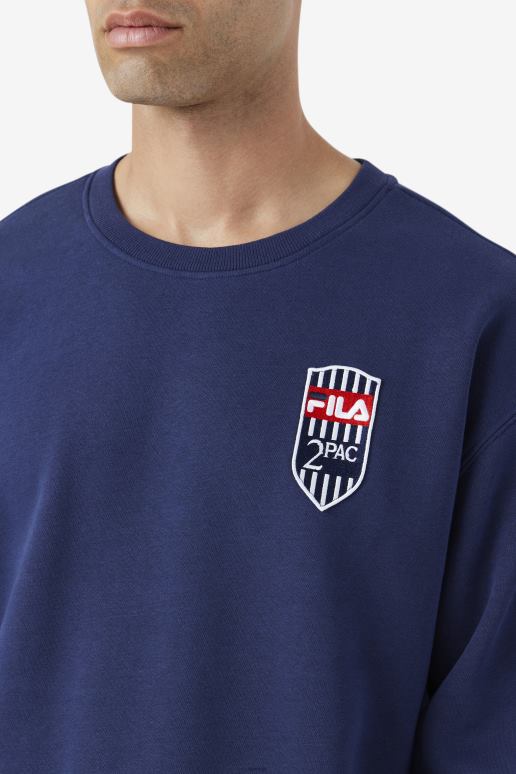 FILA menn 2pac fleece patch crew fila marine HHL84512 marinen
