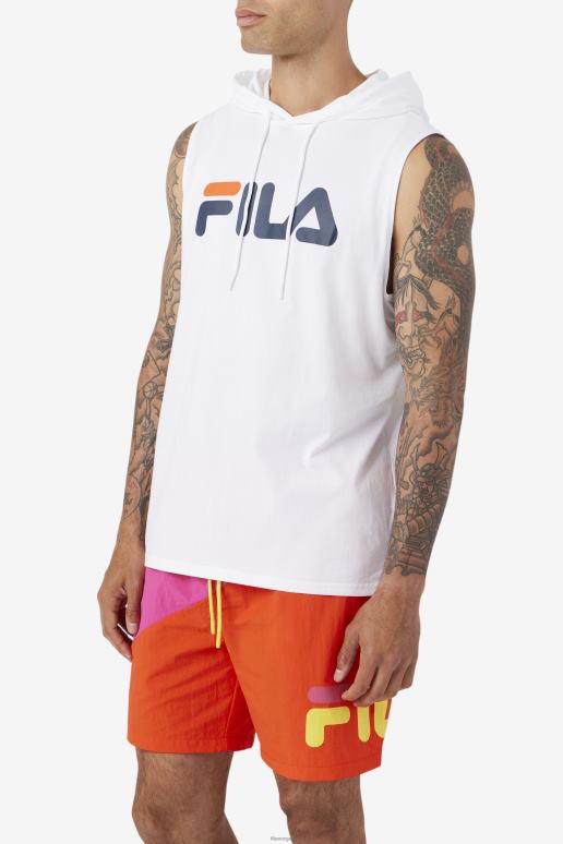FILA menn fila hvit/marine/cherry tomat zany ermeløs hettegenser HHL84256 hvit/marine/cherrytomat