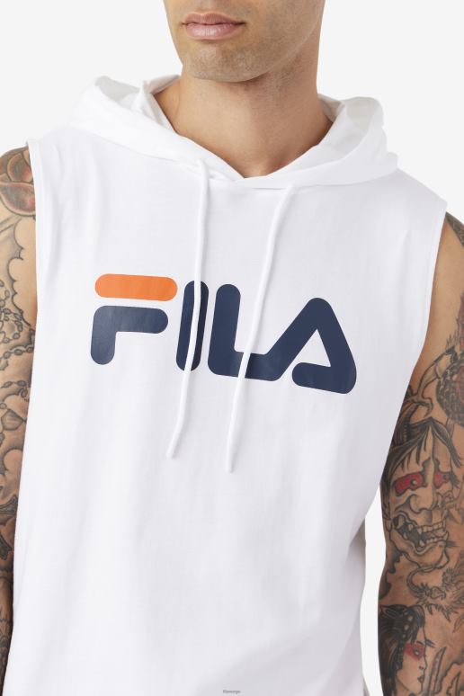 FILA menn fila hvit/marine/cherry tomat zany ermeløs hettegenser HHL84256 hvit/marine/cherrytomat