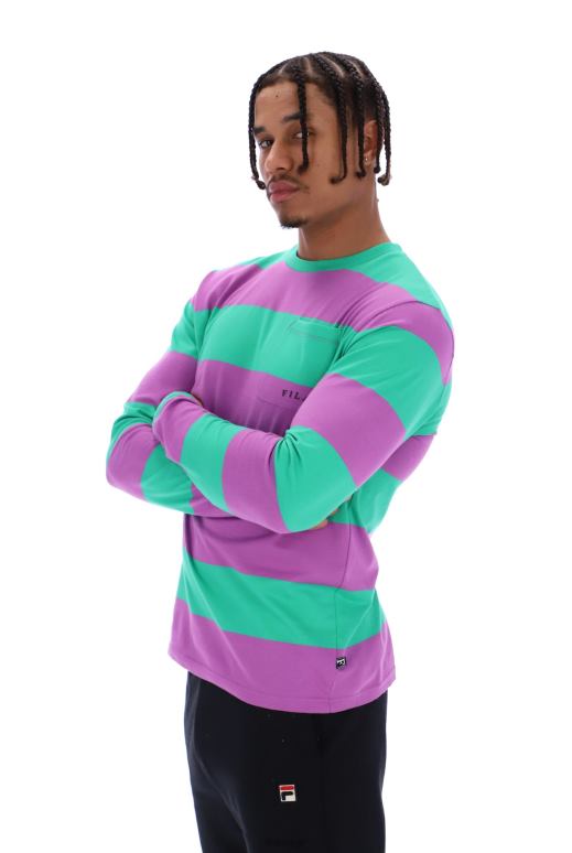 FILA menn fila morley unisex oversized stripe langermet lomme-t-skjorte HHL843319