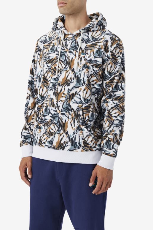 FILA menn harbor mist print dinn hettegenser fila HHL84552 trykk på havnetåke
