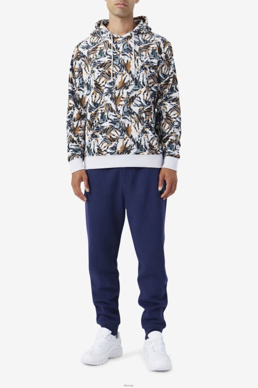 FILA menn harbor mist print dinn hettegenser fila HHL84552 trykk på havnetåke