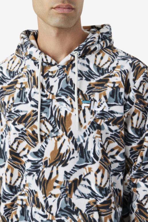 FILA menn harbor mist print dinn hettegenser fila HHL84552 trykk på havnetåke