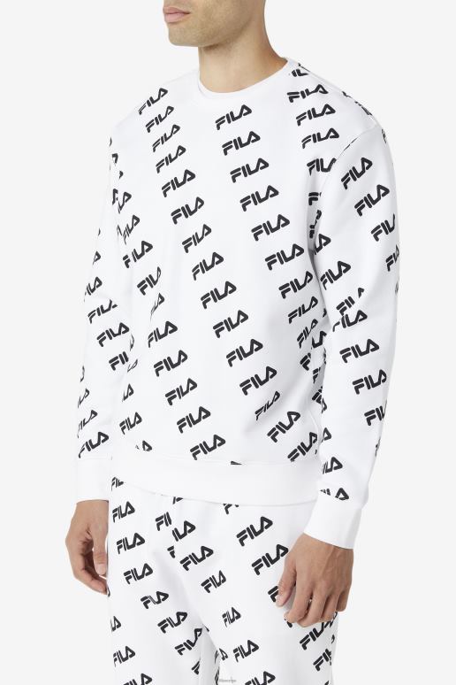 FILA menn hvit/svart diagonal logo crew fila HHL84468 hvit svart