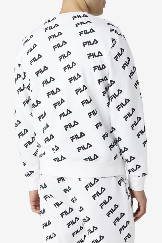 FILA menn hvit/svart diagonal logo crew fila HHL84468 hvit svart