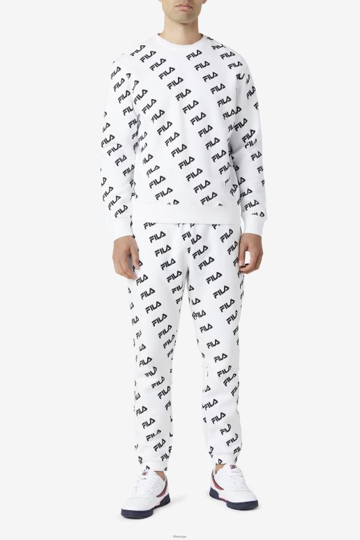 FILA menn hvit/svart diagonal logo crew fila HHL84468 hvit svart