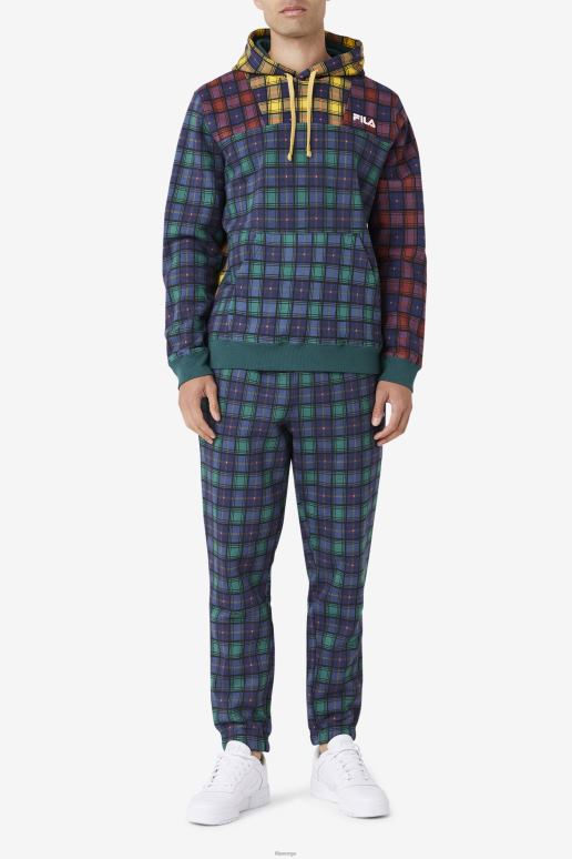 FILA menn juni bugg/rabarbra/marine sovesal rutete hettegenser fila HHL84480 juni bug/rabarbra/marine