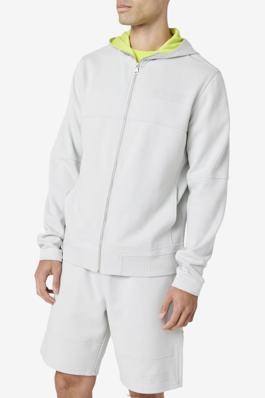 FILA menn kayra hettegenser med hel glidelås fila stone/lime punch HHL84458 stein/kalkstans