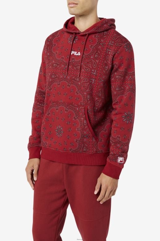 FILA menn rabarbra/bandana print seneca hettegenser fila HHL84522 rabarbra/bandanatrykk