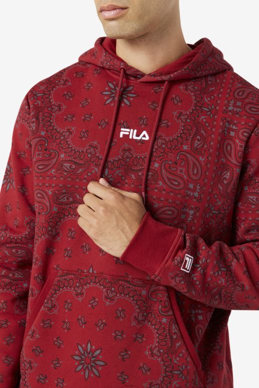 FILA menn rabarbra/bandana print seneca hettegenser fila HHL84522 rabarbra/bandanatrykk