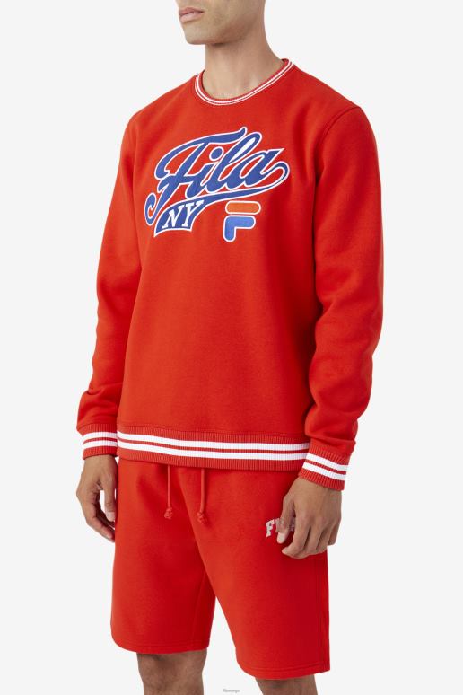 FILA menn brennende rød/blå/hvit taylor sweatshirt med rund hals fila HHL84498 brennende rød/blå/hvit