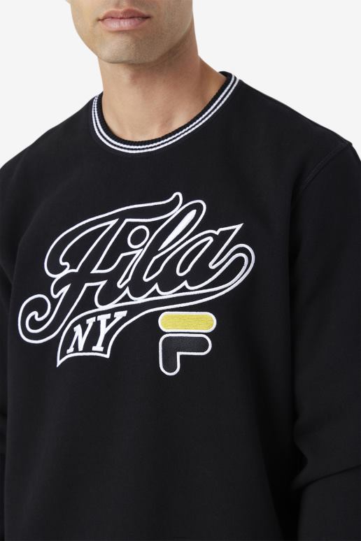 FILA menn fila svart/hvit/mimosa taylor sweatshirt med rund hals HHL84496 svart/hvit/mimosa