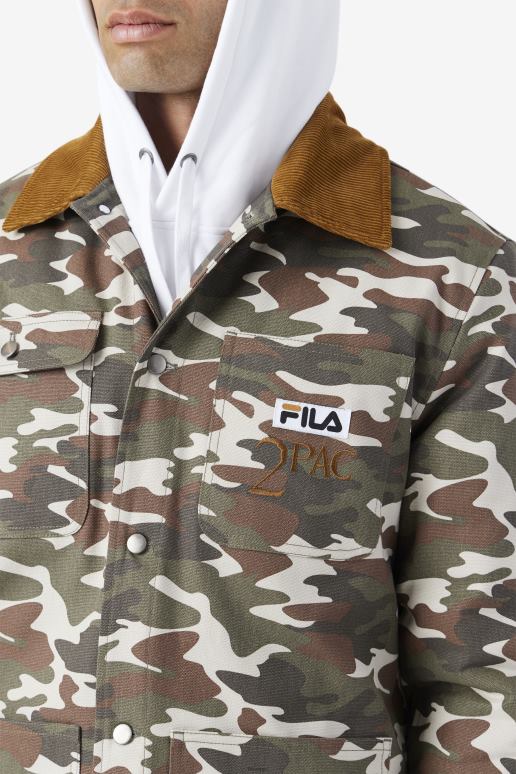 FILA menn 2pac jakke fila camo print/bronsebrun HHL84776 camoprint/bronsebrun
