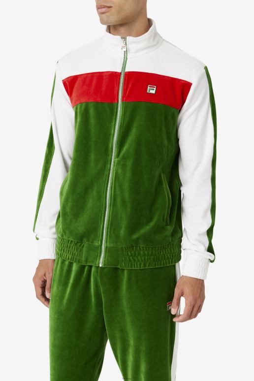 FILA menn brice velour jakke formell hage/hvit/rød fila HHL84821 formell hage/hvit/rød