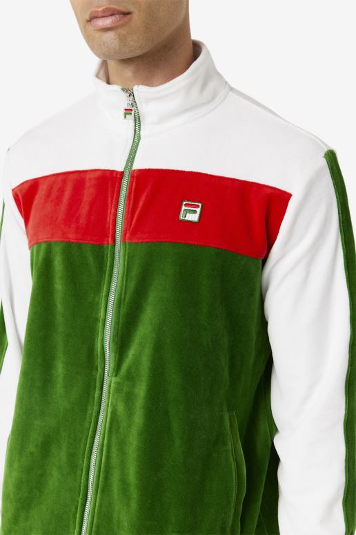 FILA menn brice velour jakke formell hage/hvit/rød fila HHL84821 formell hage/hvit/rød